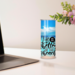 Beach tumbler on desk beside open laptop and flowers; perfect for daily use or gift-ready for beach lovers.